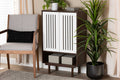 Baxton Studio Meike Mid-Century Modern Two-Tone Walnut Brown and White Finished Wood 2-Door Shoe Cabinet