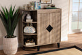 Baxton Studio Wales Modern and Contemporary Rustic Oak Finished Wood 2-Door Shoe Storage Cabinet with Open Shelves