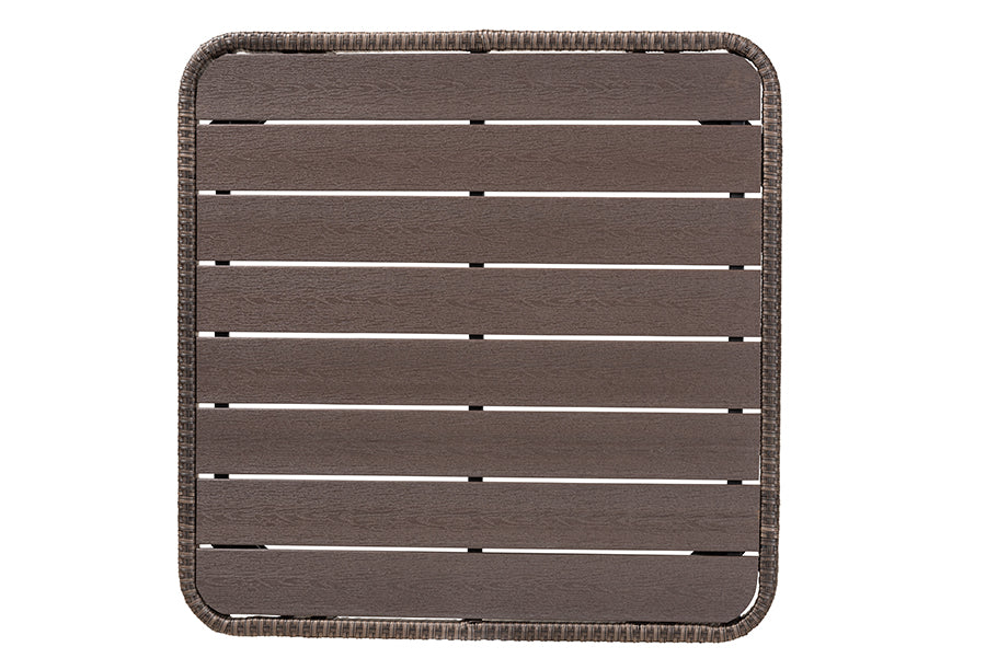 Baxton Studio Lillian Modern and Contemporary Light Grey Upholstered and Brown Finished 5-Piece Woven Rattan Outdoor Patio Set