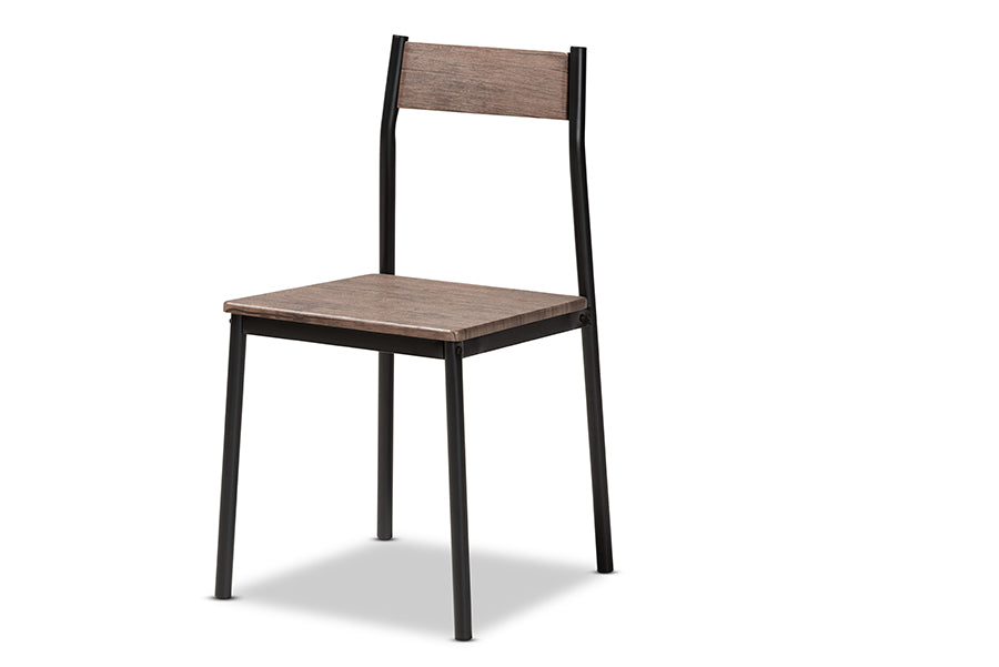 Baxton Studio Mave Modern and Contemporary Walnut Finished Wood and Black Metal 5-Piece Dining Set