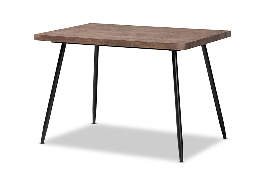 Baxton Studio Mave Modern and Contemporary Walnut Finished Wood and Black Metal 5-Piece Dining Set