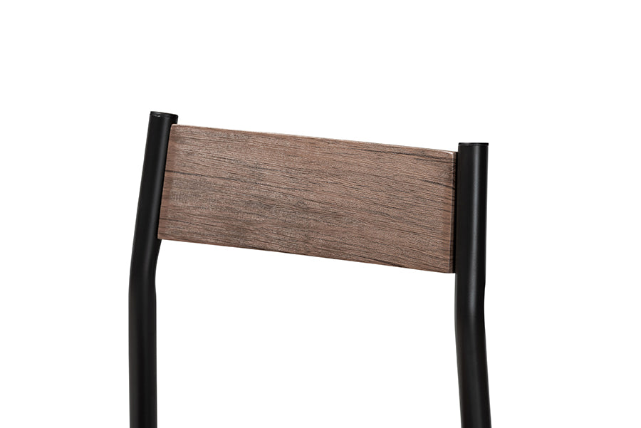Baxton Studio Mave Modern and Contemporary Walnut Finished Wood and Black Metal 5-Piece Dining Set
