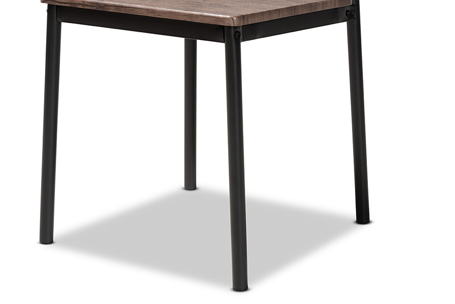 Baxton Studio Mave Modern and Contemporary Walnut Finished Wood and Black Metal 5-Piece Dining Set