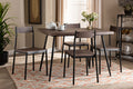 Baxton Studio Mave Modern and Contemporary Walnut Finished Wood and Black Metal 5-Piece Dining Set