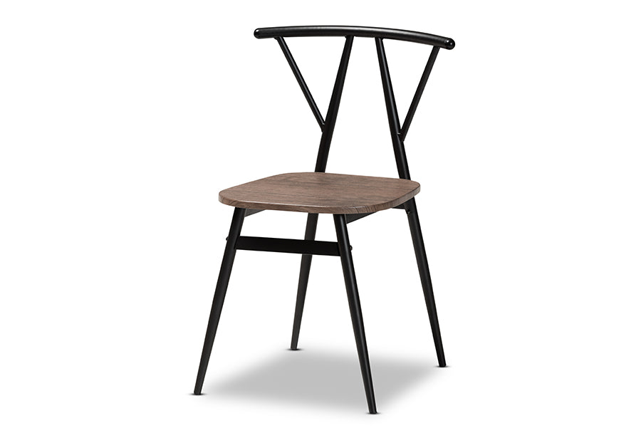 Baxton Studio Ciara Modern and Contemporary Walnut Finished Wood and Black Metal 5-Piece Dining Set