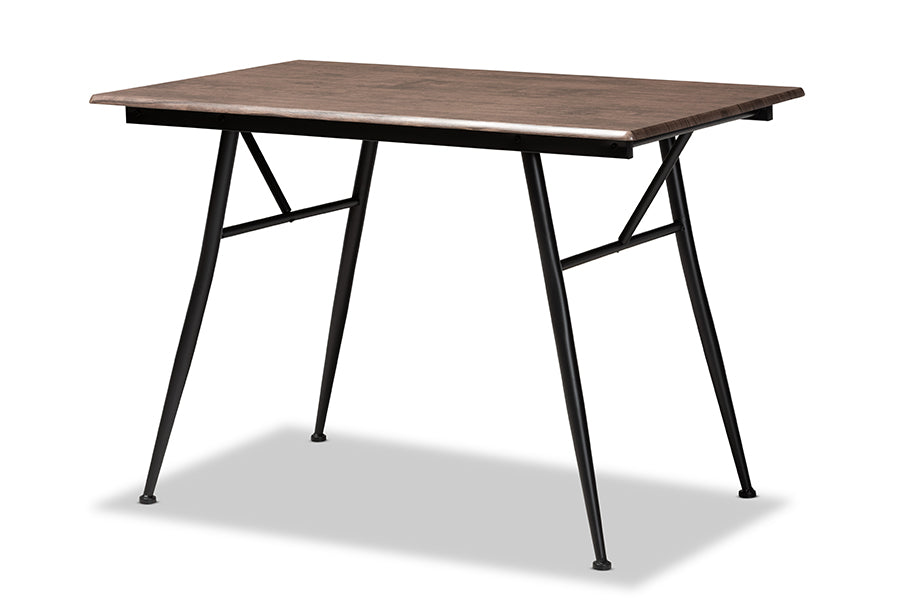 Baxton Studio Ciara Modern and Contemporary Walnut Finished Wood and Black Metal 5-Piece Dining Set