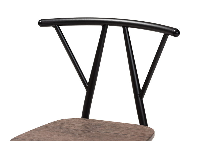 Baxton Studio Ciara Modern and Contemporary Walnut Finished Wood and Black Metal 5-Piece Dining Set
