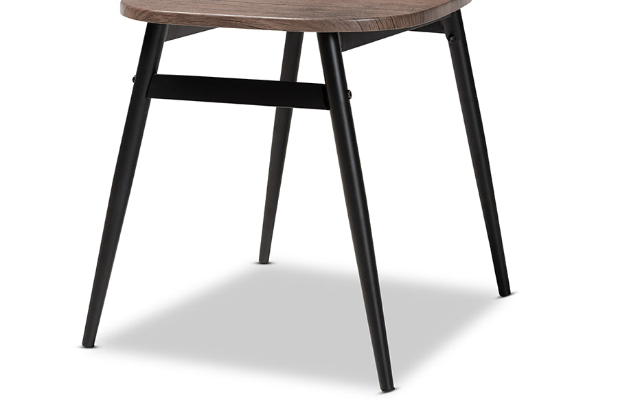 Baxton Studio Ciara Modern and Contemporary Walnut Finished Wood and Black Metal 5-Piece Dining Set