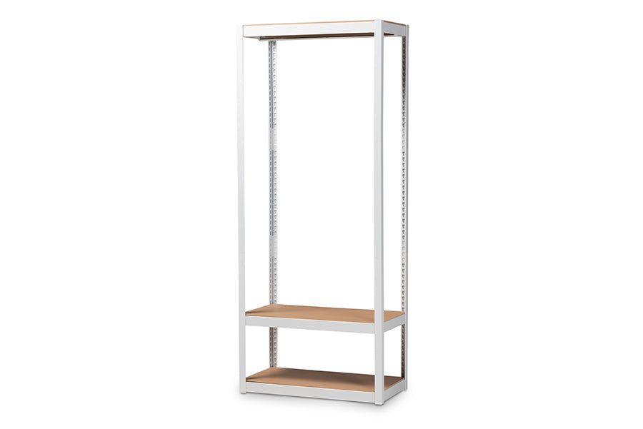 Baxton Studio Elton Modern and Contemporary White Finished Metal 3-Shelf Free-Standing Closet Storage Organizer