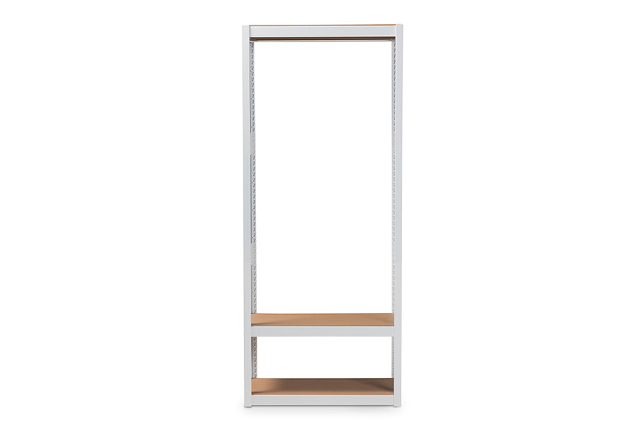 Baxton Studio Elton Modern and Contemporary White Finished Metal 3-Shelf Free-Standing Closet Storage Organizer