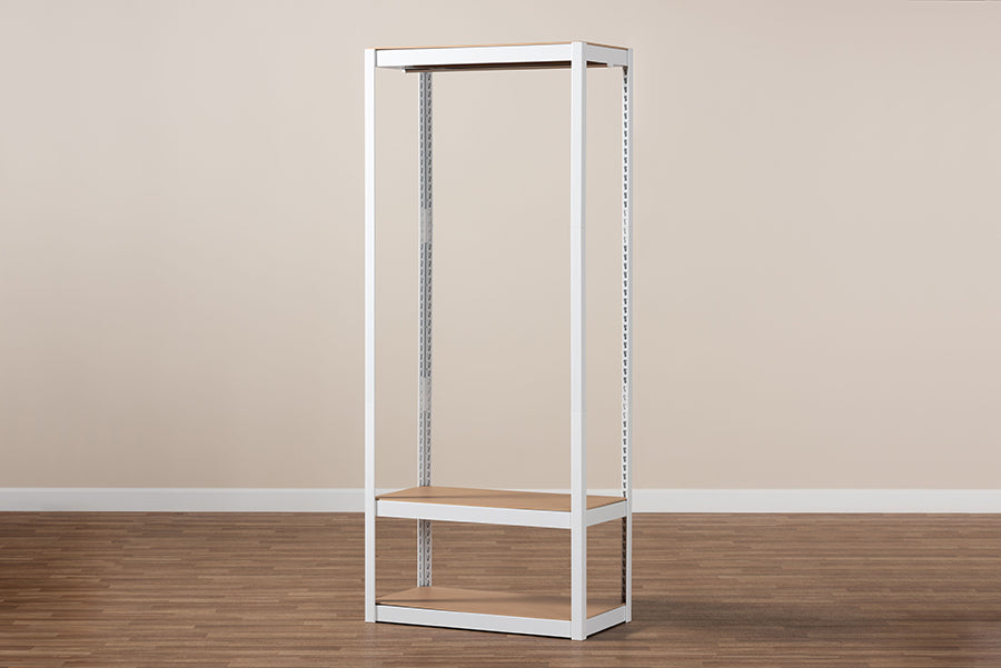 Baxton Studio Elton Modern and Contemporary White Finished Metal 3-Shelf Free-Standing Closet Storage Organizer