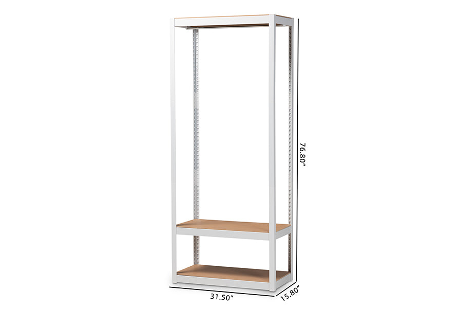Baxton Studio Elton Modern and Contemporary White Finished Metal 3-Shelf Free-Standing Closet Storage Organizer