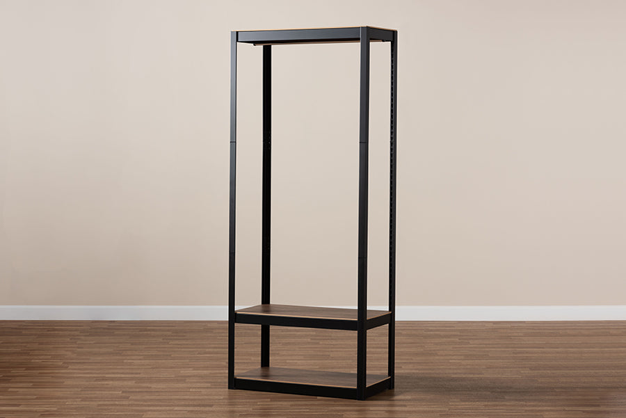 Baxton Studio Elton Modern and Contemporary Black Finished Metal 3-Shelf Free-Standing Closet Storage Organizer