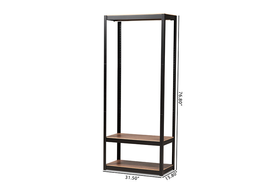 Baxton Studio Elton Modern and Contemporary Black Finished Metal 3-Shelf Free-Standing Closet Storage Organizer
