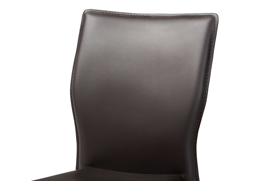 Baxton Studio Heidi Modern and Contemporary Dark Brown Faux Leather Upholstered 4-Piece Dining Chair Set