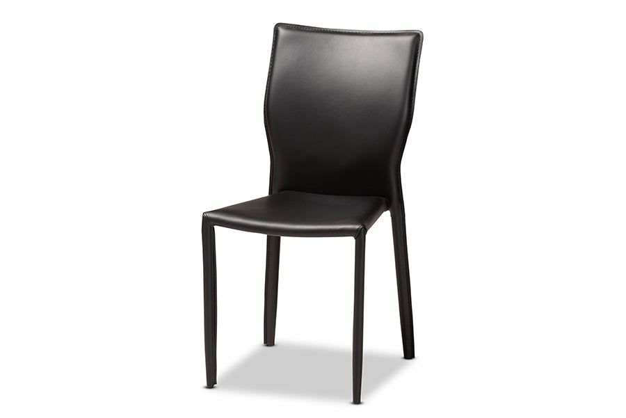 Baxton Studio Heidi Modern and Contemporary Black Faux Leather Upholstered 4-Piece Dining Chair Set