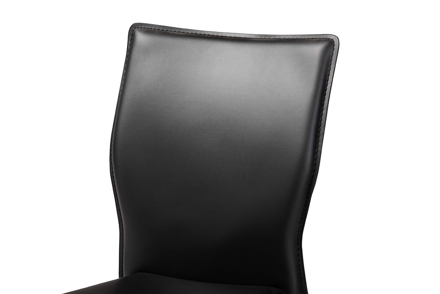 Baxton Studio Heidi Modern and Contemporary Black Faux Leather Upholstered 4-Piece Dining Chair Set