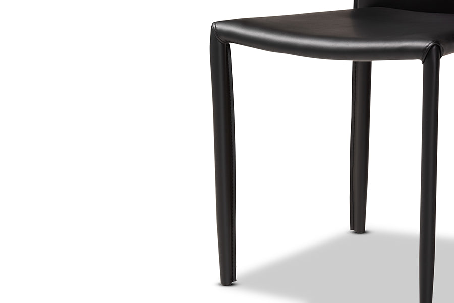 Baxton Studio Heidi Modern and Contemporary Black Faux Leather Upholstered 4-Piece Dining Chair Set