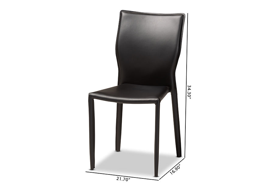 Baxton Studio Heidi Modern and Contemporary Black Faux Leather Upholstered 4-Piece Dining Chair Set