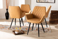 Baxton Studio Astrid Mid-Century Contemporary Tan Faux Leather Upholstered and Black Metal 4-Piece Dining Chair Set