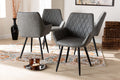Baxton Studio Astrid Mid-Century Contemporary Grey Faux Leather Upholstered and Black Metal 4-Piece Dining Chair Set