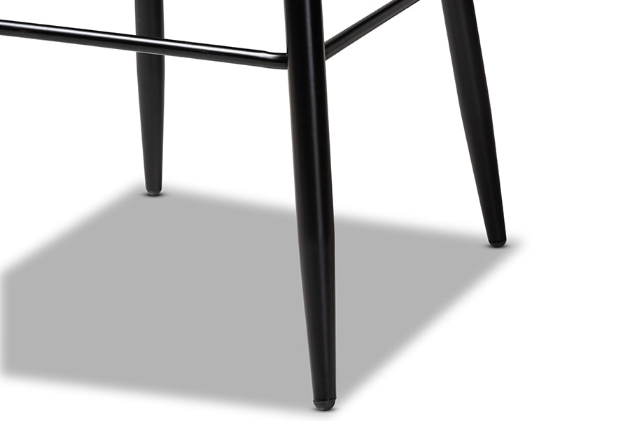 Baxton Studio Walter Mid-Century Contemporary Tan Faux Leather Upholstered and Black Metal 4-Piece Bar Stool Set