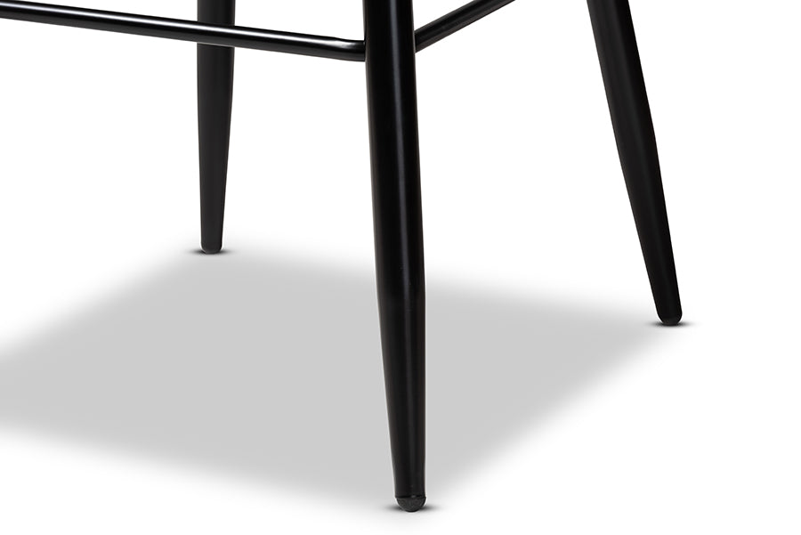 Baxton Studio Catherine Modern and Contemporary Tan Faux Leather Upholstered and Black Metal 4-Piece Bar Stool Set