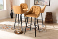 Baxton Studio Catherine Modern and Contemporary Tan Faux Leather Upholstered and Black Metal 4-Piece Bar Stool Set