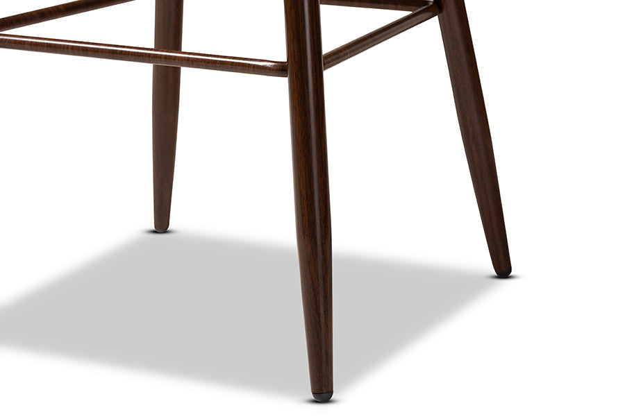 Baxton Studio Catherine Modern and Contemporary Grey Velvet Fabric Upholstered and Walnut Finished 4-Piece Bar Stool Set