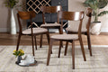 Baxton Studio Iora Mid-Century Modern Transitional Light Beige Fabric Upholstered and Walnut Brown Finished Wood 4-Piece Dining Chair Set