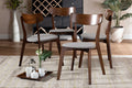 Baxton Studio Iora Mid-Century Modern Transitional Light Grey Fabric Upholstered and Walnut Brown Finished Wood 4-Piece Dining Chair Set