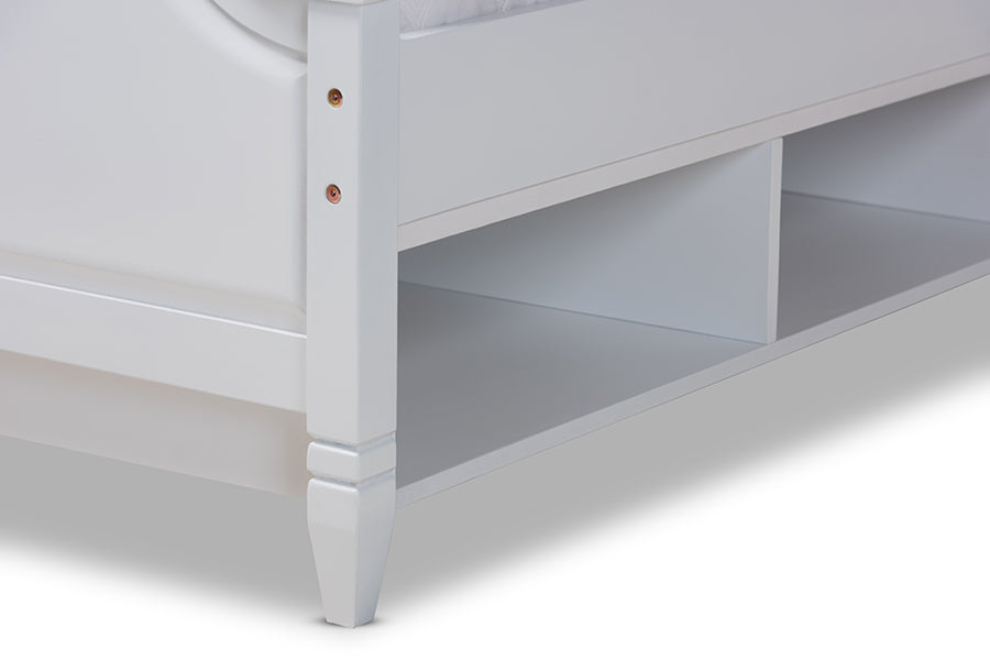 Baxton Studio Elise Classic and Traditional Transitional White Finished Wood Full Size Storage Platform Bed