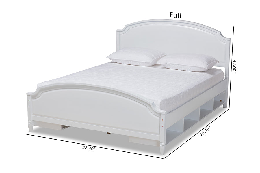 Baxton Studio Elise Classic and Traditional Transitional White Finished Wood Full Size Storage Platform Bed