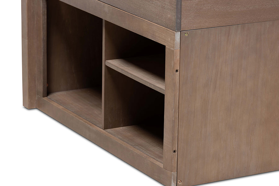 Baxton Studio Levon Modern and Contemporary Antique Oak Finished Wood 4-Drawer Twin Size Storage Bed
