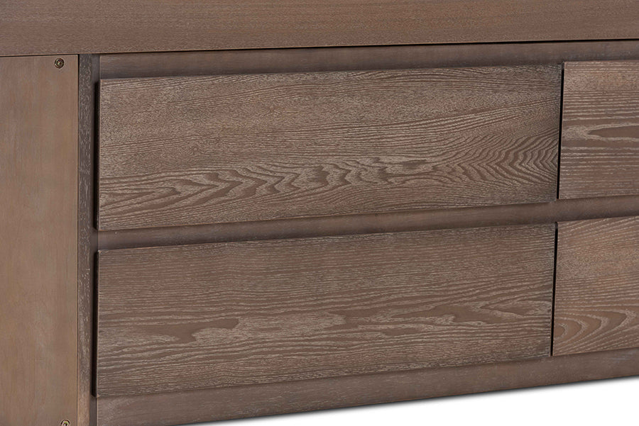 Baxton Studio Levon Modern and Contemporary Antique Oak Finished Wood 4-Drawer Twin Size Storage Bed