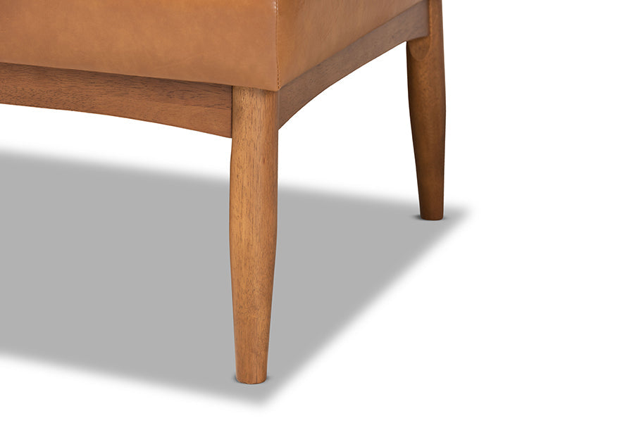 Baxton Studio Arvid Mid-Century Modern Tan Faux Leather Upholstered and Walnut Brown Finished Wood 5-Piece Dining Nook Set