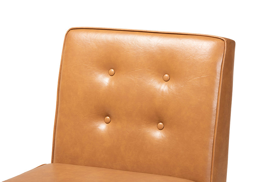 Baxton Studio Arvid Mid-Century Modern Tan Faux Leather Upholstered and Walnut Brown Finished Wood Dining Chair