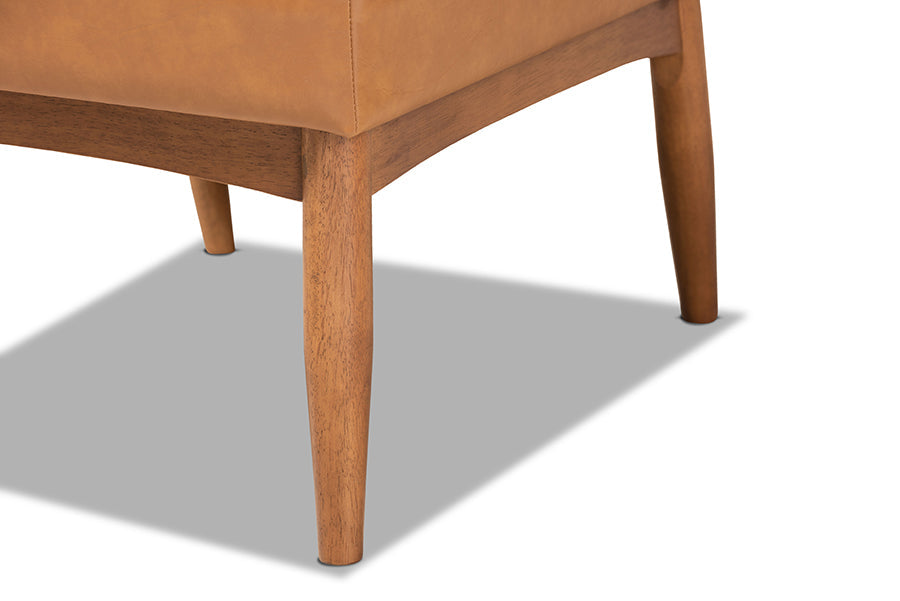 Baxton Studio Arvid Mid-Century Modern Tan Faux Leather Upholstered and Walnut Brown Finished Wood Dining Chair