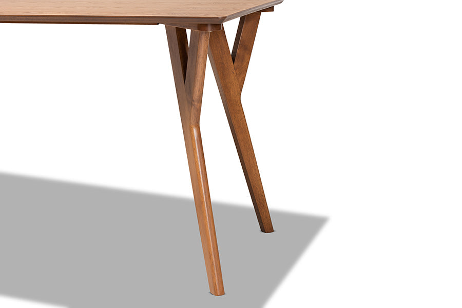 Baxton Studio Sahar Mid-Century Modern Transitional Walnut Brown Finished Wood Dining Table