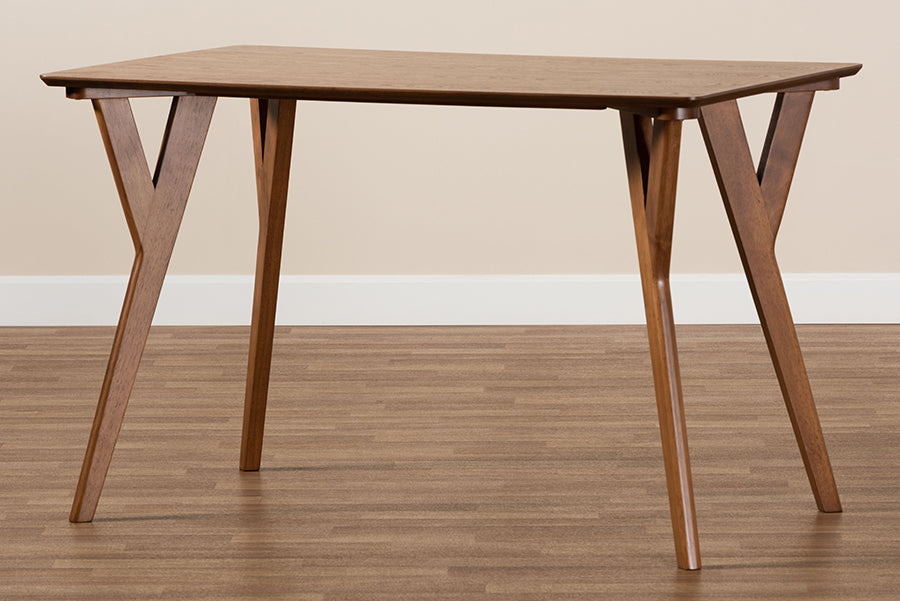 Baxton Studio Sahar Mid-Century Modern Transitional Walnut Brown Finished Wood Dining Table