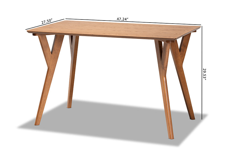 Baxton Studio Sahar Mid-Century Modern Transitional Walnut Brown Finished Wood Dining Table