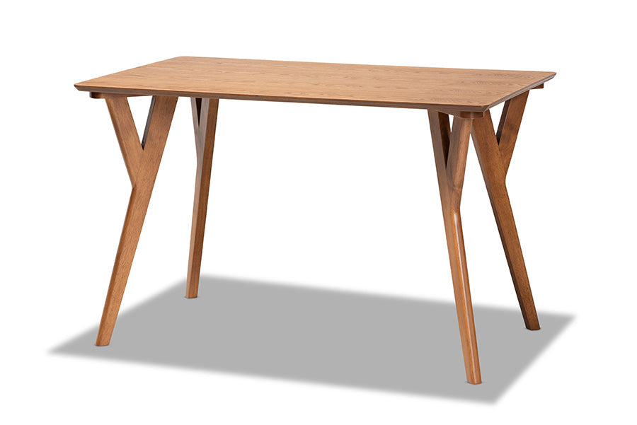 Baxton Studio Odessa Mid-Century Modern Grey Fabric Upholstered and Walnut Brown Finished Wood 3-Piece Dining Nook Set