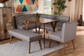 Baxton Studio Odessa Mid-Century Modern Grey Fabric Upholstered and Walnut Brown Finished Wood 5-Piece Dining Nook Set