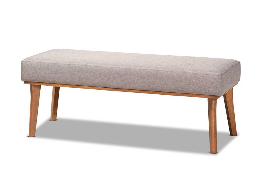 Baxton Studio Odessa Mid-Century Modern Grey Fabric Upholstered and Walnut Brown Finished Wood 5-Piece Dining Nook Set