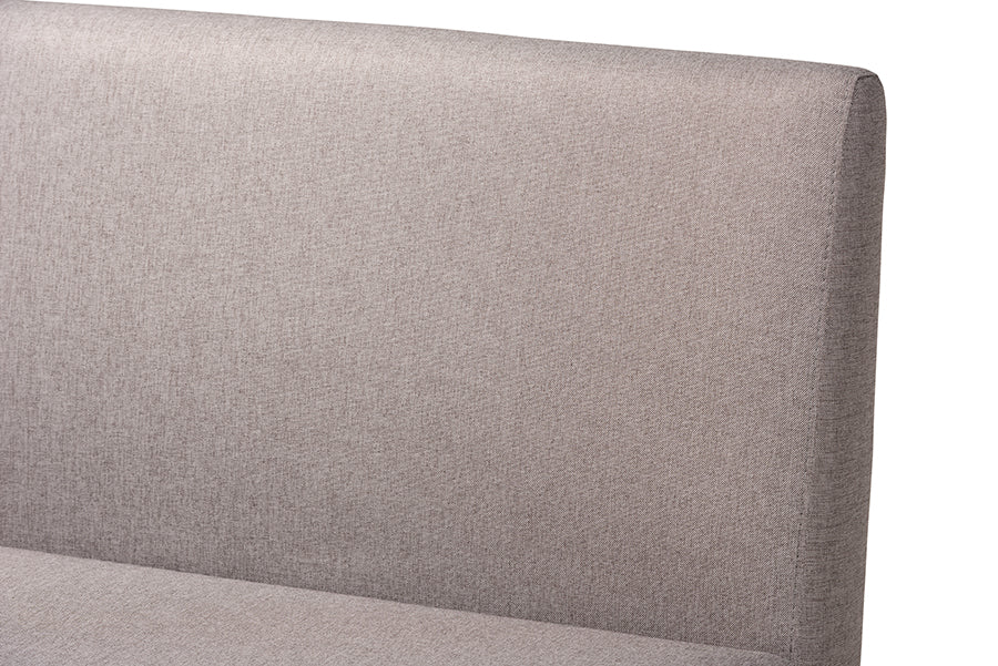 Baxton Studio Odessa Mid-Century Modern Grey Fabric Upholstered and Walnut Brown Finished 2-Piece Wood Dining Nook Banquette Set