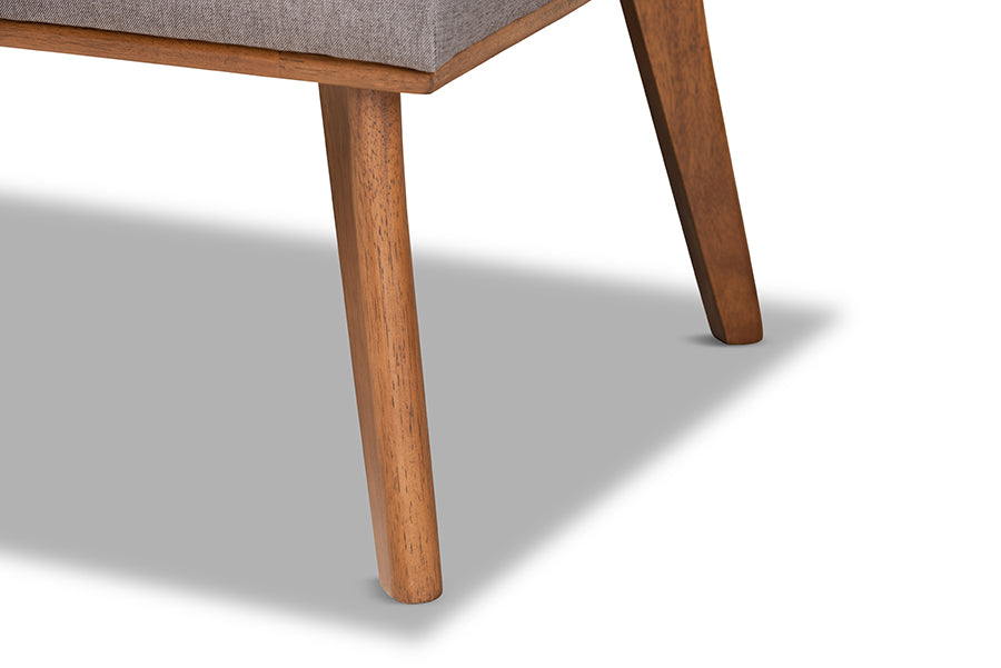 Baxton Studio Odessa Mid-Century Modern Grey Fabric Upholstered and Walnut Brown Finished 2-Piece Wood Dining Nook Banquette Set