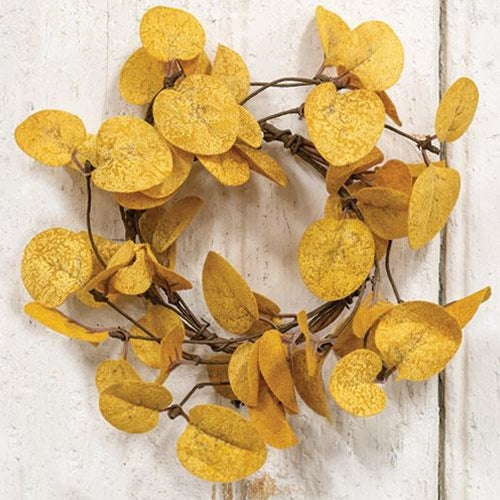 Penny Leaf Candle Ring Mustard 3.5" (Pack of 4)