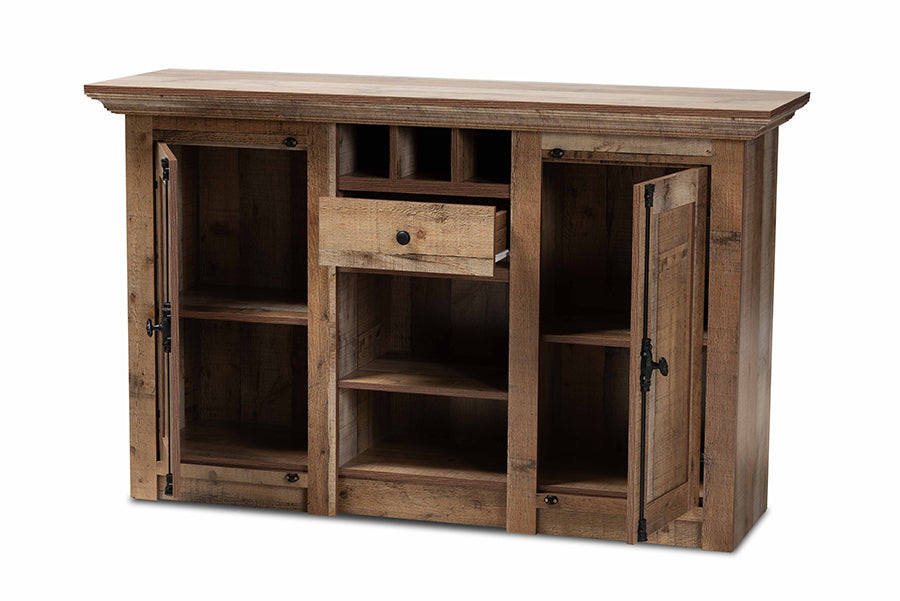 Baxton Studio Albert Modern and Contemporary Farmhouse Rustic Finished Wood 2-Door Dining Room Sideboard Buffet