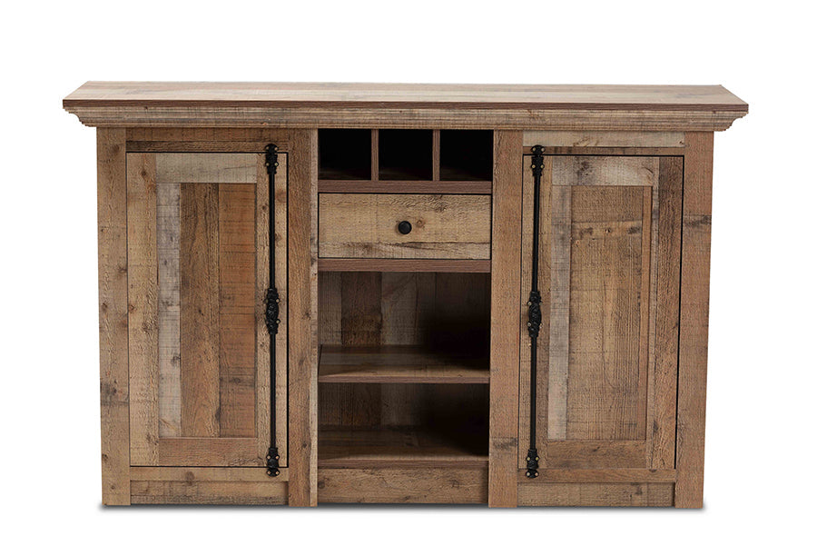 Baxton Studio Albert Modern and Contemporary Farmhouse Rustic Finished Wood 2-Door Dining Room Sideboard Buffet
