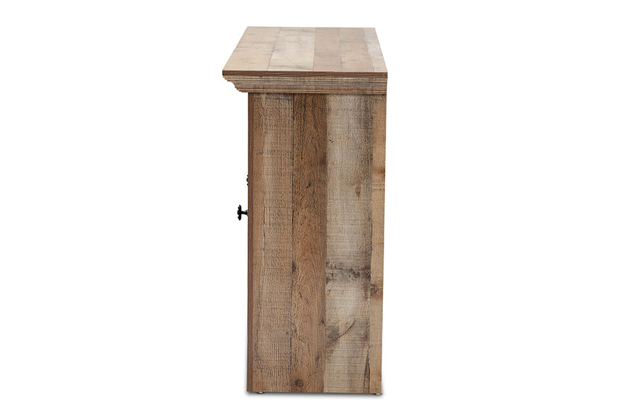 Baxton Studio Albert Modern and Contemporary Farmhouse Rustic Finished Wood 2-Door Dining Room Sideboard Buffet